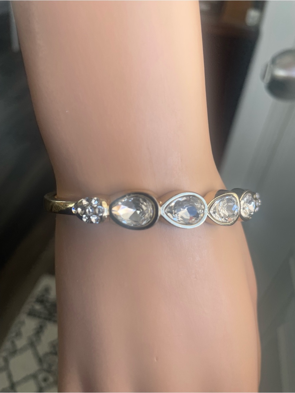 Crystal Teardrop Gold-Tone Bangle Bracelet